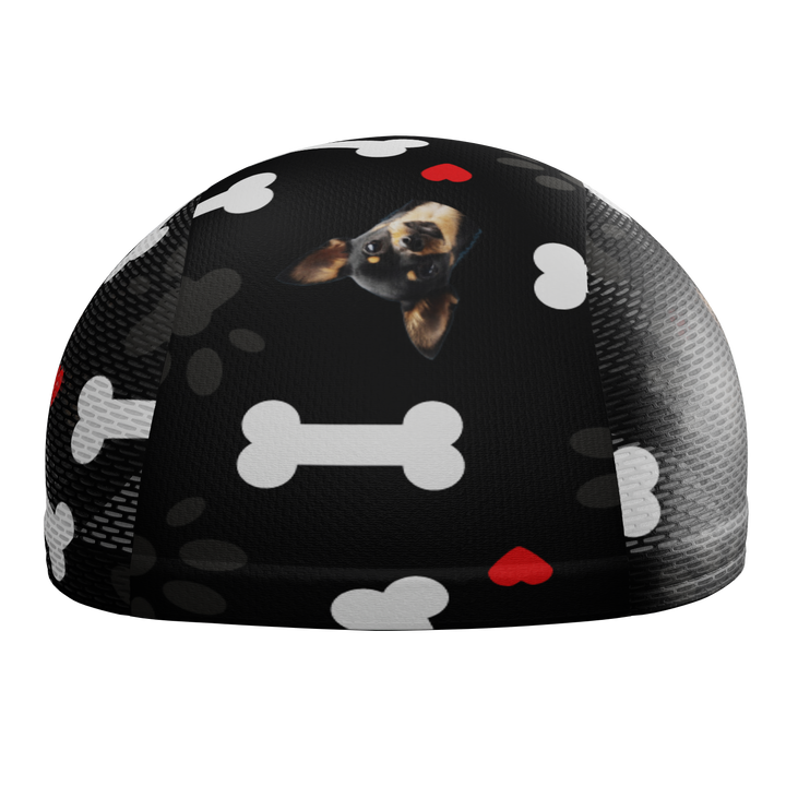 Unisex Quick-Dry Cycling Cap Custom Pet Bones Design Black