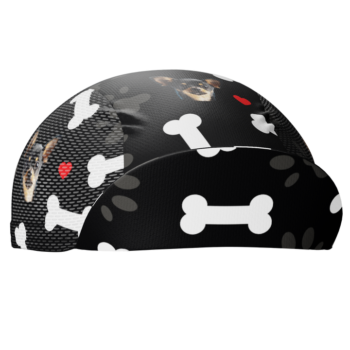 Unisex Quick-Dry Cycling Cap Custom Pet Bones Design Black