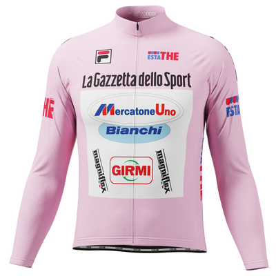 Men's Mercatone Uno Long Sleeve Cycling Jersey Quick-Dry Performance Pink