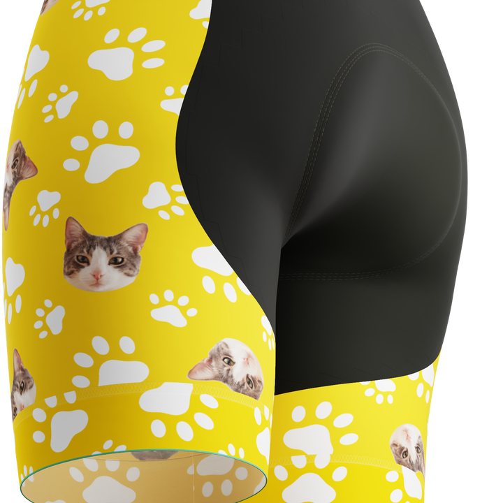 Women's Custom Pet Paws Cycling Shorts Gel Padded Performance Yellow