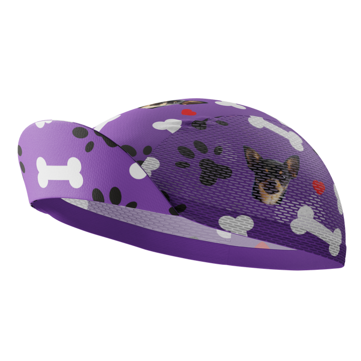 Unisex Quick-Dry Cycling Cap Custom Pet Bones Design Purple