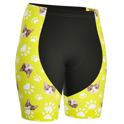 Women's Custom Pet Paws Cycling Shorts Gel Padded Performance Lime