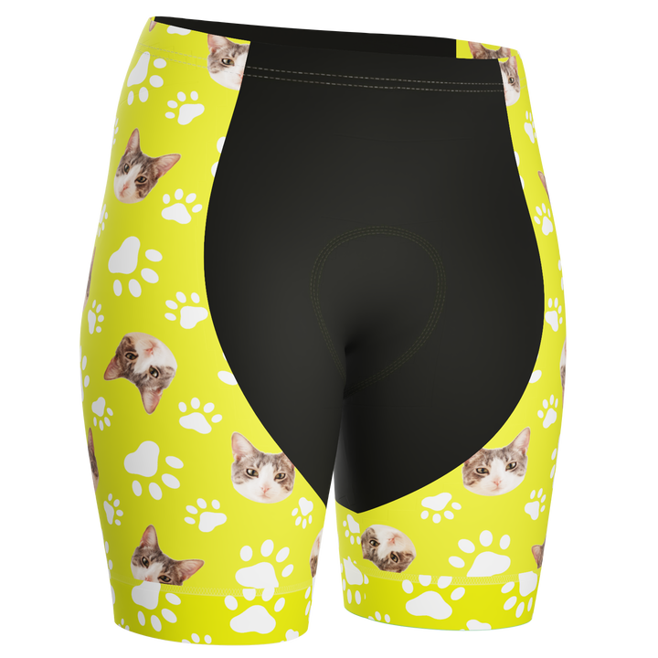 Women's Custom Pet Paws Cycling Shorts Gel Padded Performance Lime