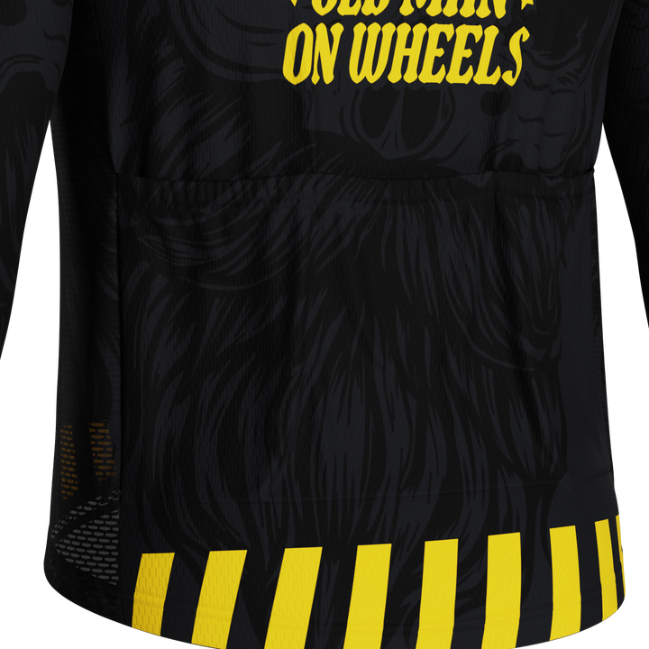 Men’s Old Man On Wheels Cycling Jersey Long Sleeve Performance Black
