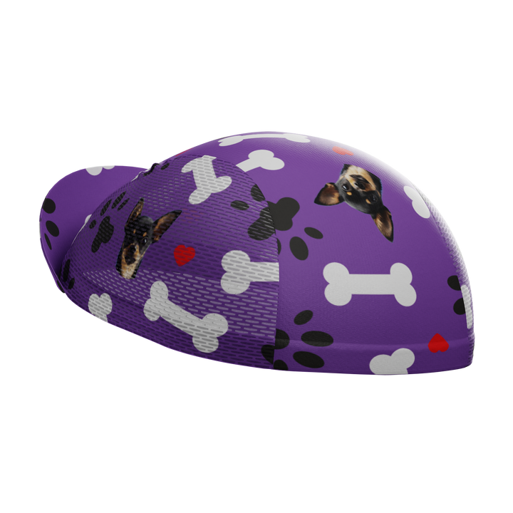 Unisex Quick-Dry Cycling Cap Custom Pet Bones Design Purple