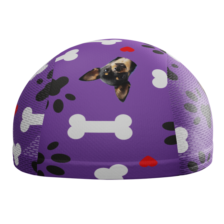 Unisex Quick-Dry Cycling Cap Custom Pet Bones Design Purple