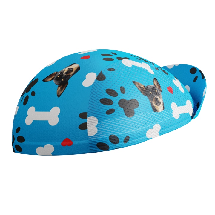 Unisex Quick-Dry Cycling Cap Custom Pet Bones Design Blue
