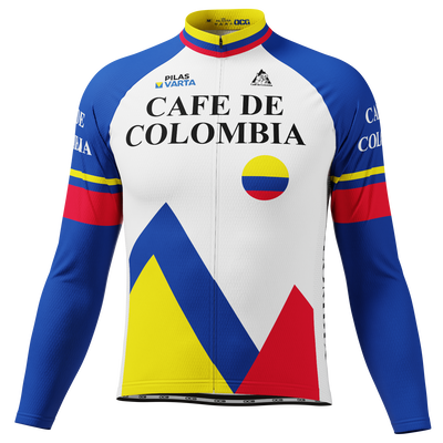 Men’s Cafe D Colombia Long Sleeve Cycling Jersey Quick-Dry Premium Performance White