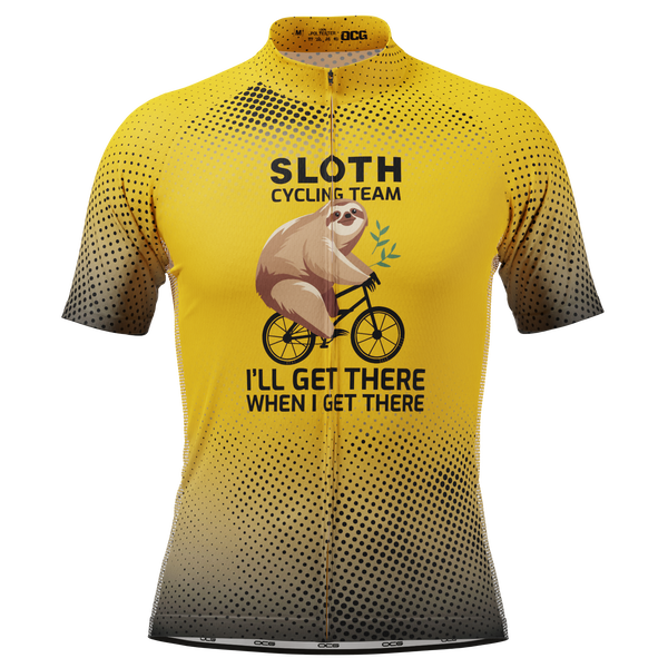 Men's Sloth Cycling Team Jersey Quick-Dry & Custom-Made Yellow