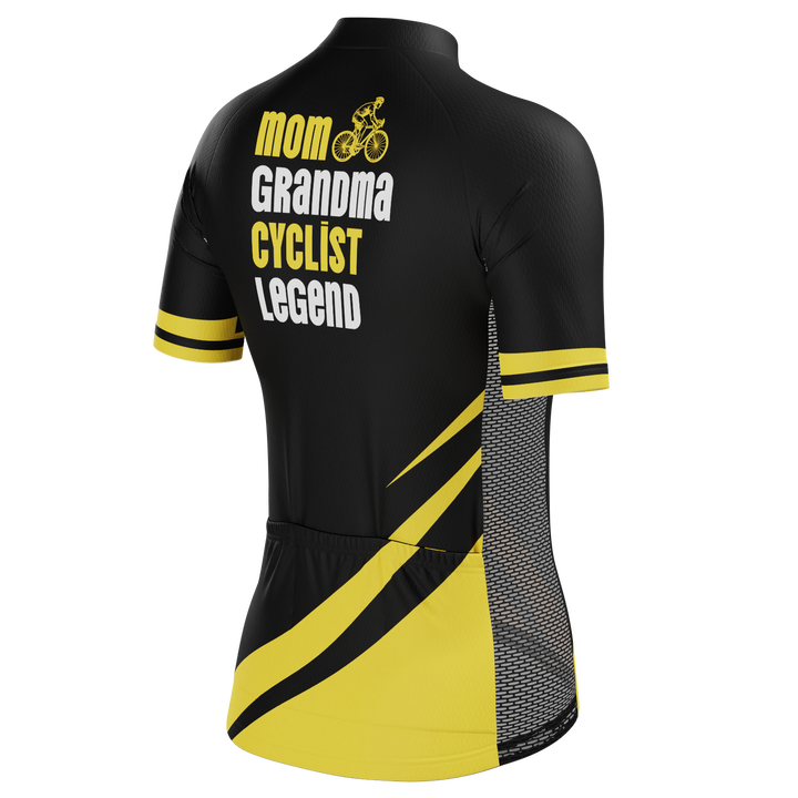 Women's Mom & Granma Short Sleeve Cycling Jersey Quick-Dry Elegance Black
