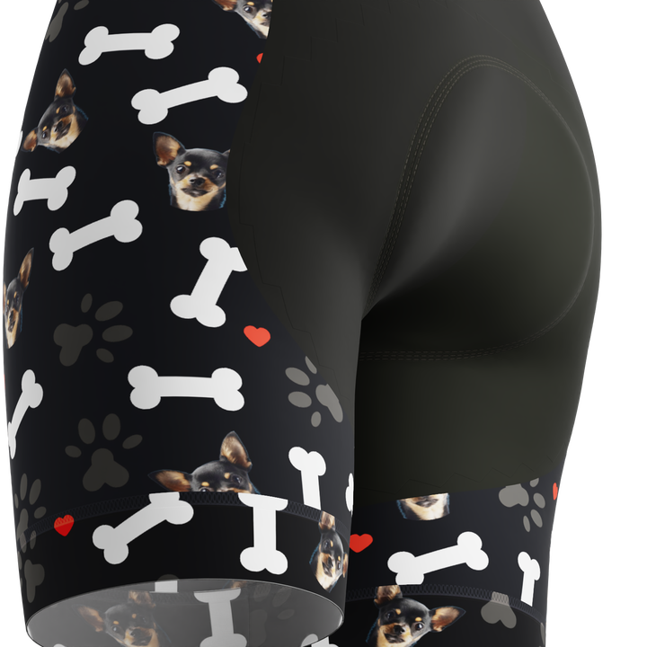 Women's Gel Padded Cycling Shorts Quick Dry & Custom Pet Bones Design Black