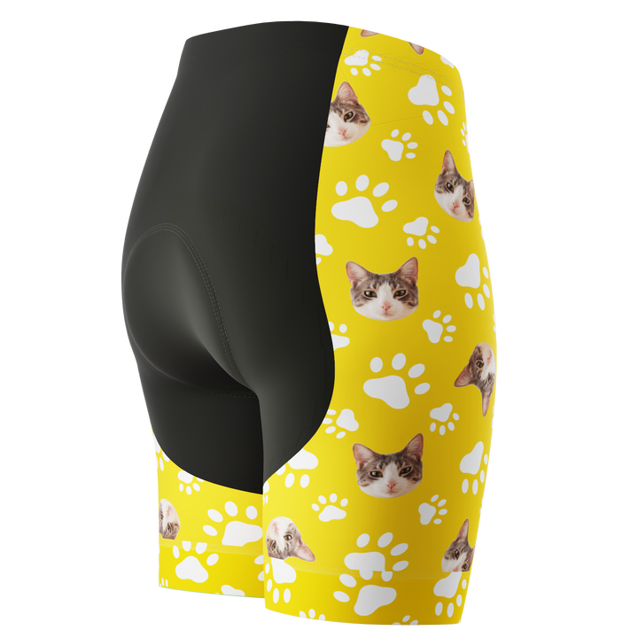 Women's Gel Padded Cycling Shorts Quick Dry & Custom Pet Bones Design Yellow