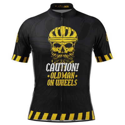 Men's Old Man On Wheels Cycling Jersey Premium Breathable Performance Black