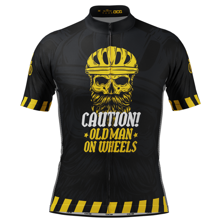 Men's Old Man On Wheels Cycling Jersey Premium Breathable Performance Black