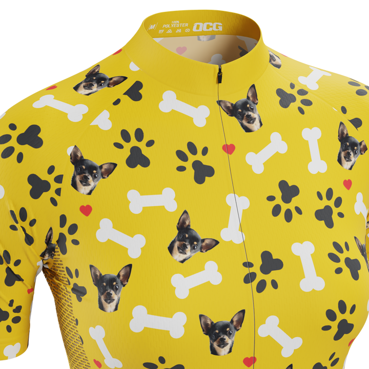 Women's Custom Pet Bones Cycling Kit Durable & Personalized Yellow