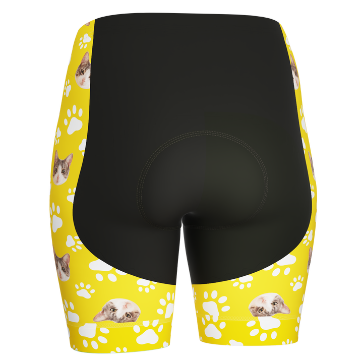 Women's Gel Padded Cycling Shorts Quick Dry & Custom Pet Bones Design Yellow