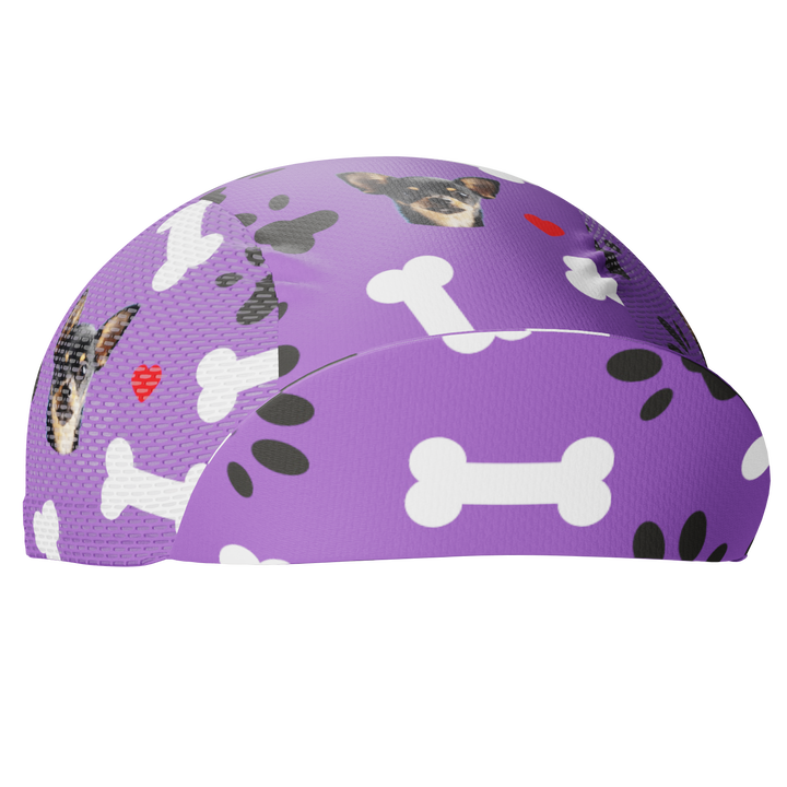 Unisex Quick-Dry Cycling Cap Custom Pet Bones Design Purple