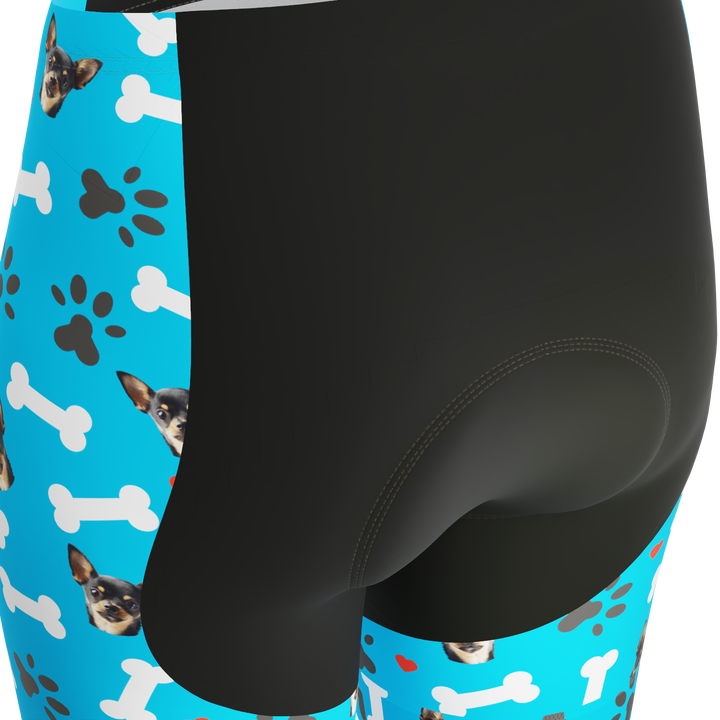 Women's Gel Padded Cycling Shorts Quick Dry & Custom Pet Bones Design Blue
