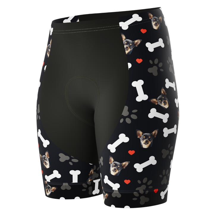 Women's Gel Padded Cycling Shorts Quick Dry & Custom Pet Bones Design Black