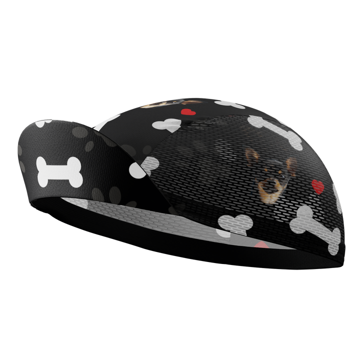 Unisex Quick-Dry Cycling Cap Custom Pet Bones Design Black