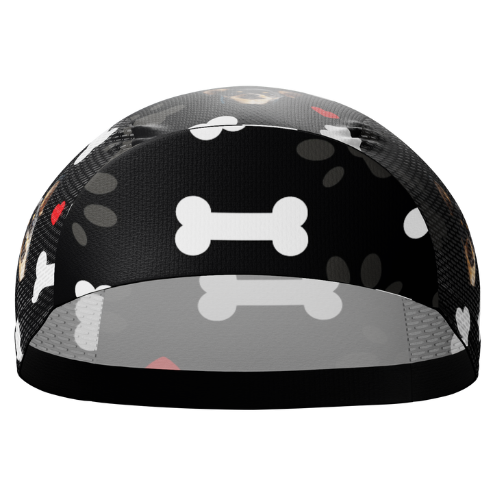 Unisex Quick-Dry Cycling Cap Custom Pet Bones Design Black
