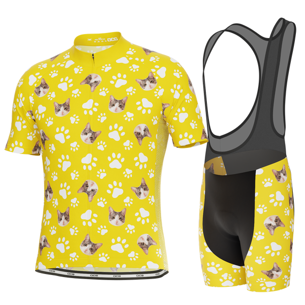 Men's Custom Pet Paws Cycling Kit Performance & Comfort Yellow