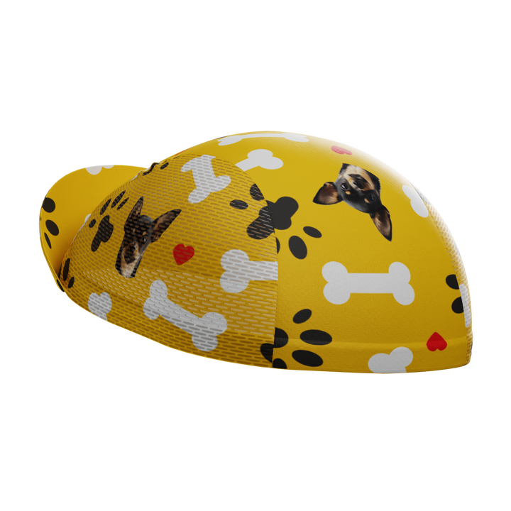 Unisex Quick-Dry Cycling Cap Custom Pet Bones Design Yellow