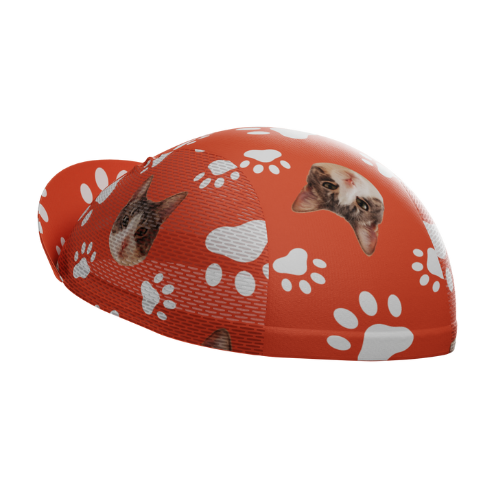 Unisex Custom Pet Paws Cycling Cap Quick-Dry Made-to-Order Comfort Red