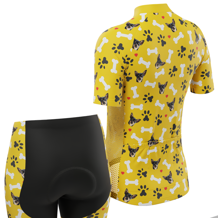Women's Custom Pet Bones Cycling Kit Durable & Personalized Yellow