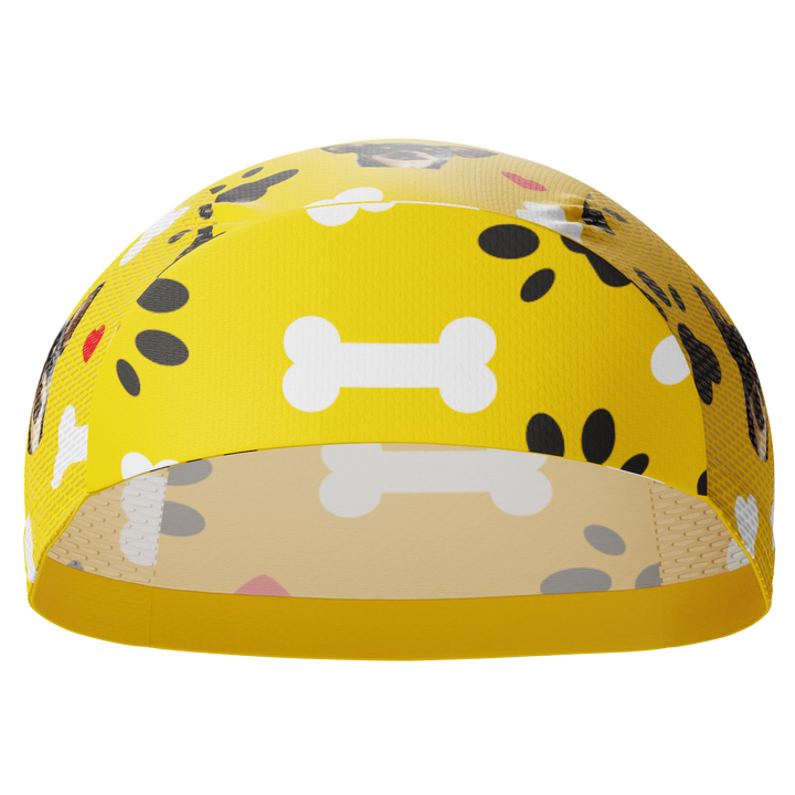 Unisex Quick-Dry Cycling Cap Custom Pet Bones Design Yellow