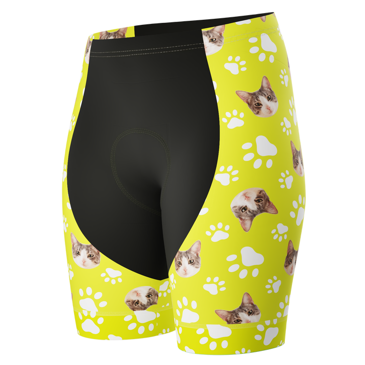 Women's Custom Pet Paws Cycling Shorts Gel Padded Performance Lime