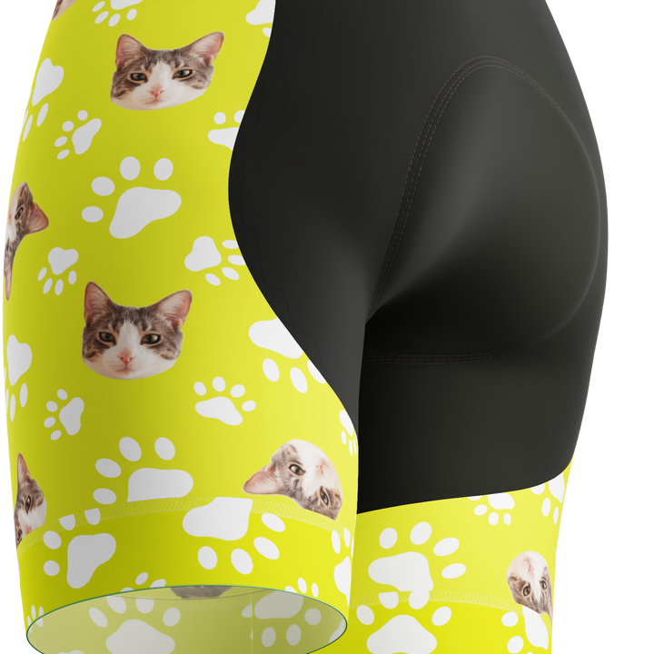 Women's Custom Pet Paws Cycling Shorts Gel Padded Performance Lime