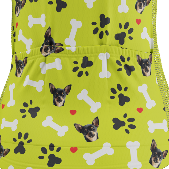 Women's Custom Pet Bones Cycling Kit Durable & Personalized Lime