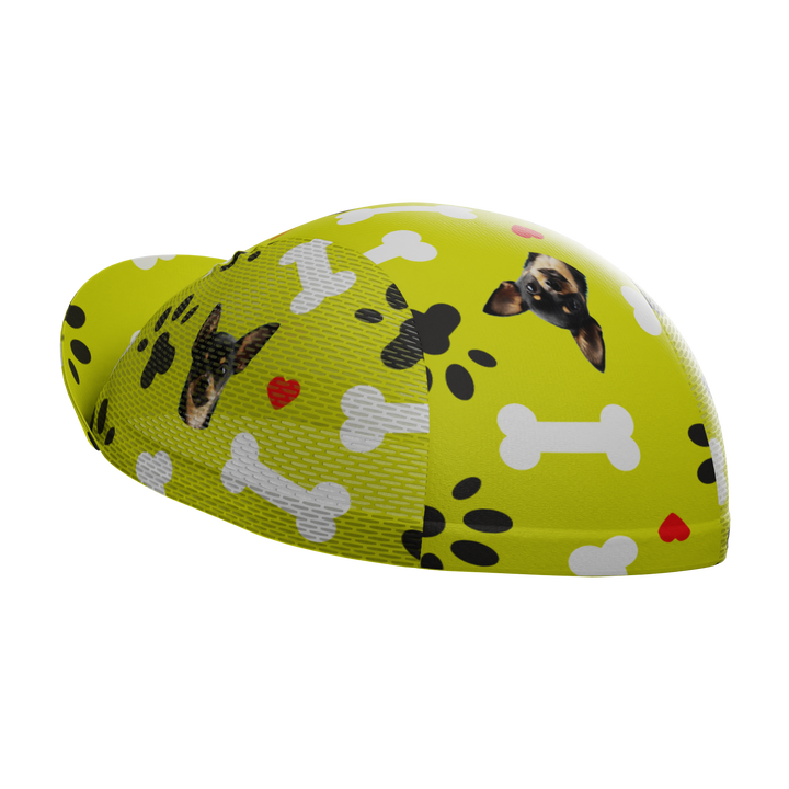 Unisex Quick-Dry Cycling Cap Custom Pet Bones Design Lime
