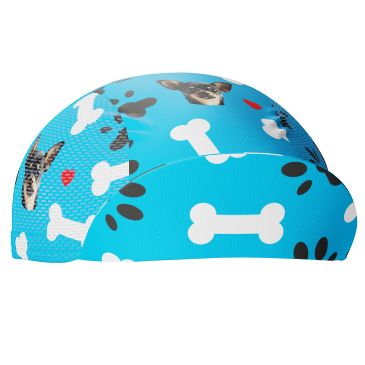 Unisex Quick-Dry Cycling Cap Custom Pet Bones Design Blue