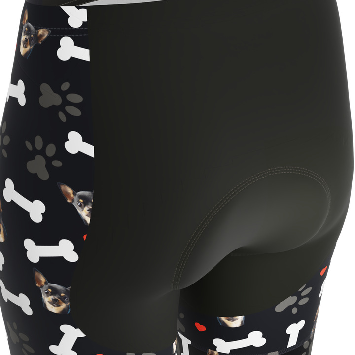 Women's Gel Padded Cycling Shorts Quick Dry & Custom Pet Bones Design Black