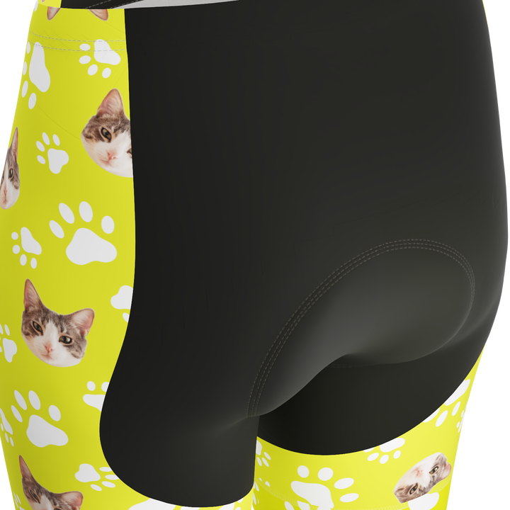 Women's Custom Pet Paws Cycling Shorts Gel Padded Performance Lime
