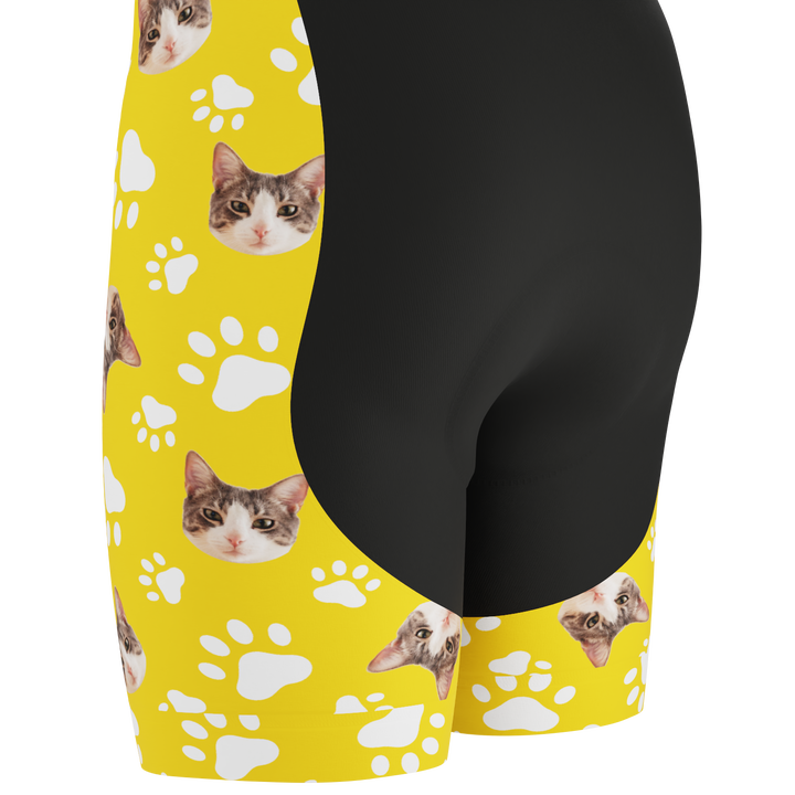 Men's Custom Pet Paws Cycling Bib Personalized & Durable Yellow