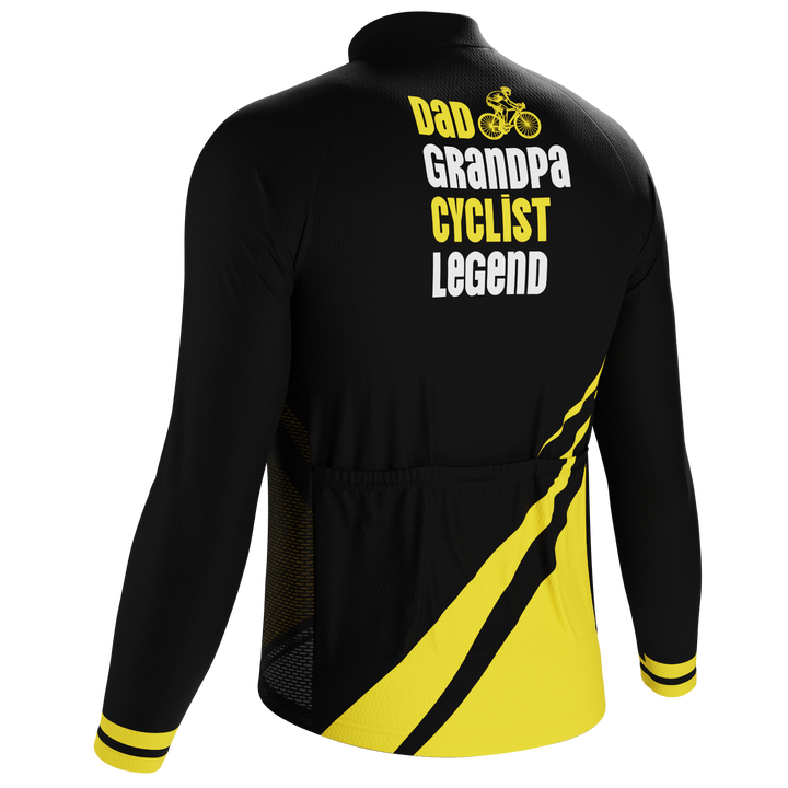 Men's Dad & Grandpa Long Sleeve Cycling Jersey Premium Comfort Black