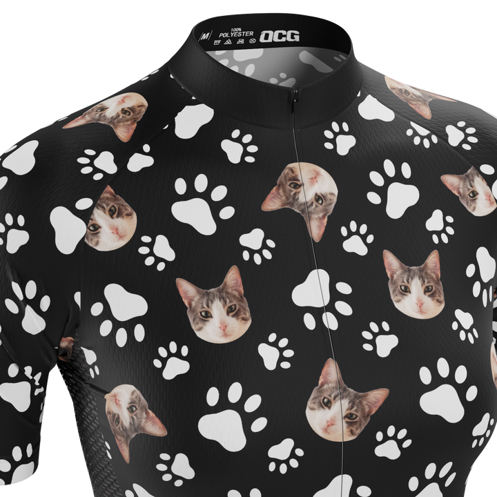 Custom Pet Paws Women's Cycling Kit Vibrant Performance Wear Black