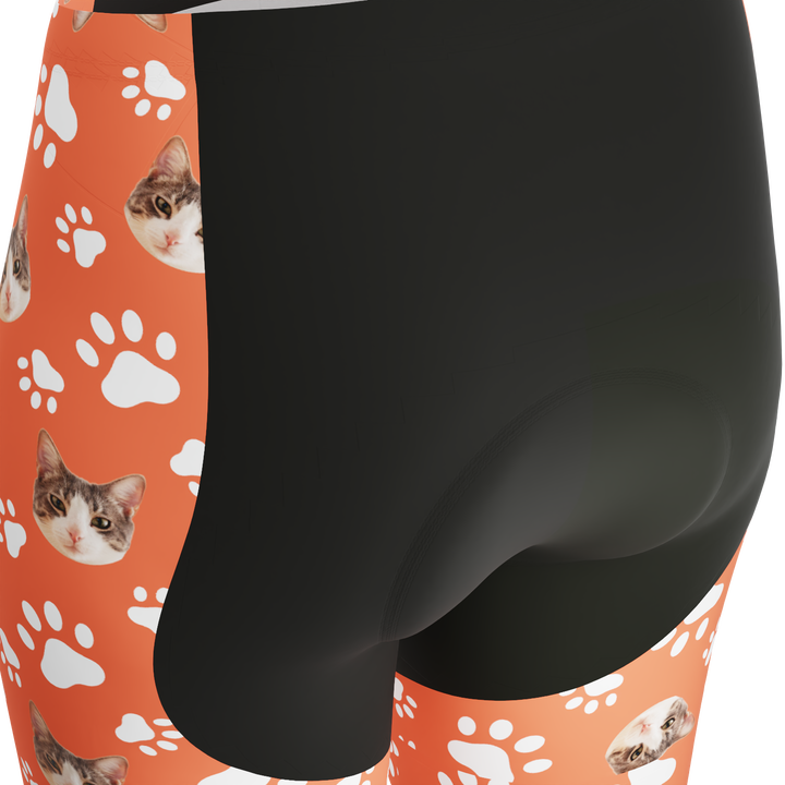 Women's Custom Pet Paws Cycling Shorts Gel Padded Performance Red