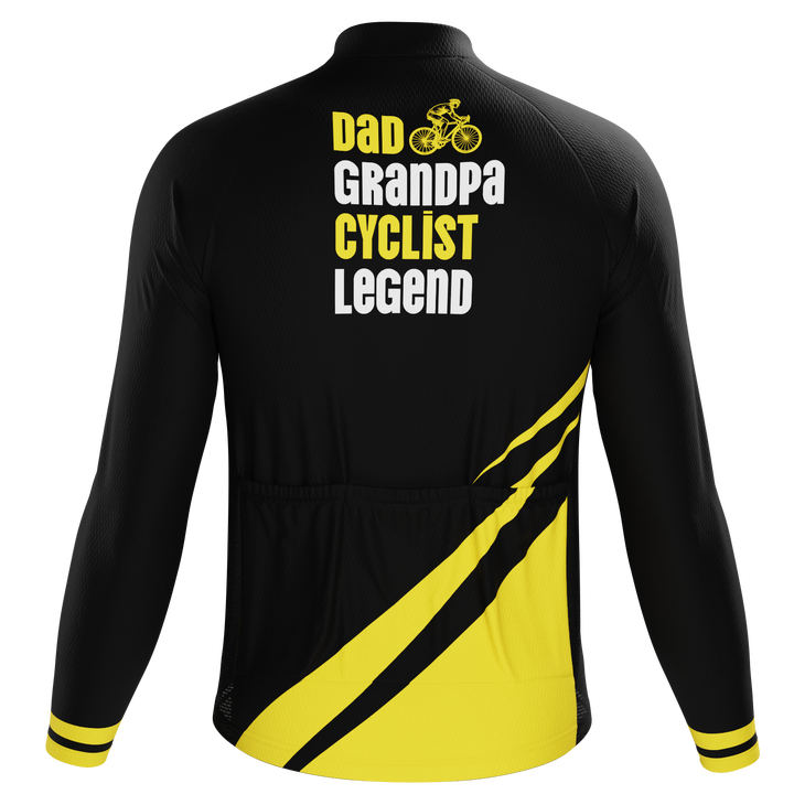 Men's Dad & Grandpa Long Sleeve Cycling Jersey Premium Comfort Black