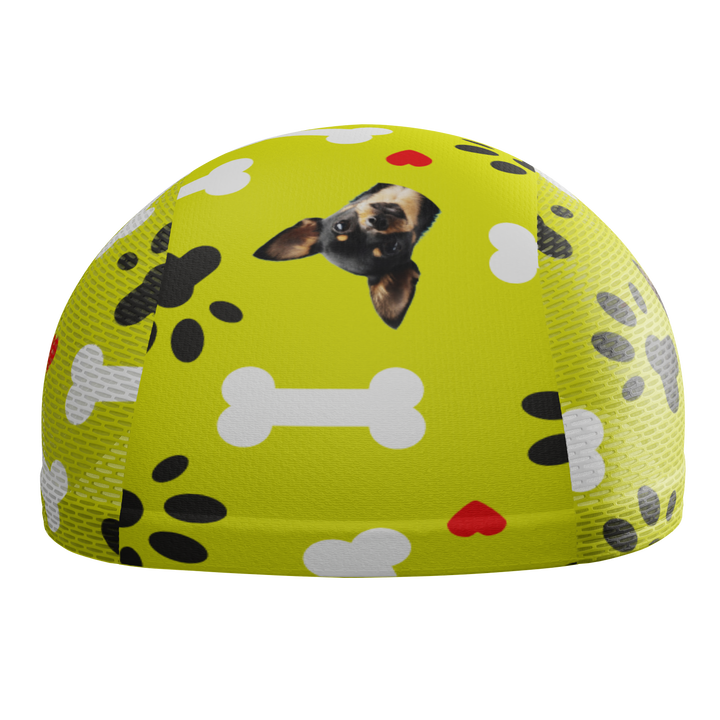 Unisex Quick-Dry Cycling Cap Custom Pet Bones Design Lime