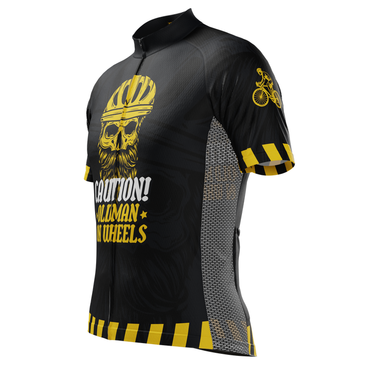 Men's Old Man On Wheels Cycling Jersey Premium Breathable Performance Black