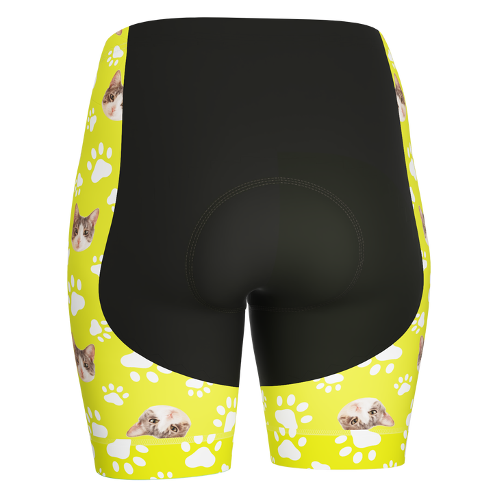 Women's Custom Pet Paws Cycling Shorts Gel Padded Performance Lime