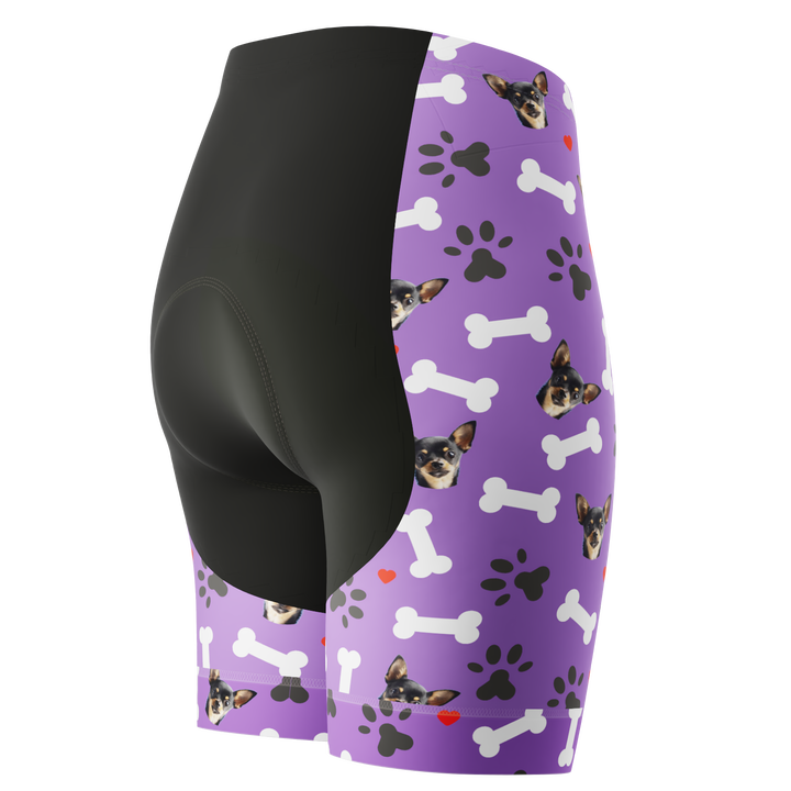 Women's Gel Padded Cycling Shorts Quick Dry & Custom Pet Bones Design Purple