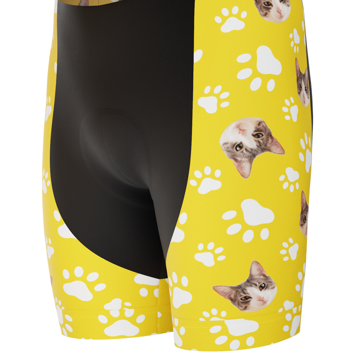 Men's Custom Pet Paws Cycling Kit Performance & Comfort Yellow