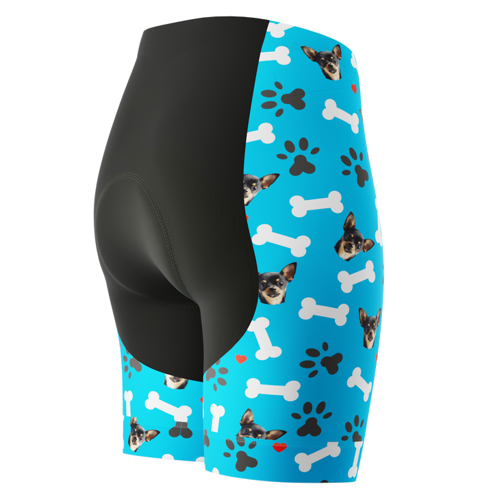 Women's Gel Padded Cycling Shorts Quick Dry & Custom Pet Bones Design Blue