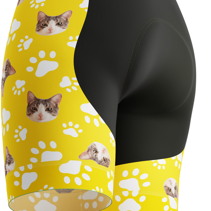 Women's Gel Padded Cycling Shorts Quick Dry & Custom Pet Bones Design Yellow