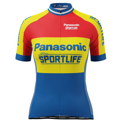 Women's Panasonic Sportlife Short Sleeve Cycling Jersey Durable & Customizable Blue
